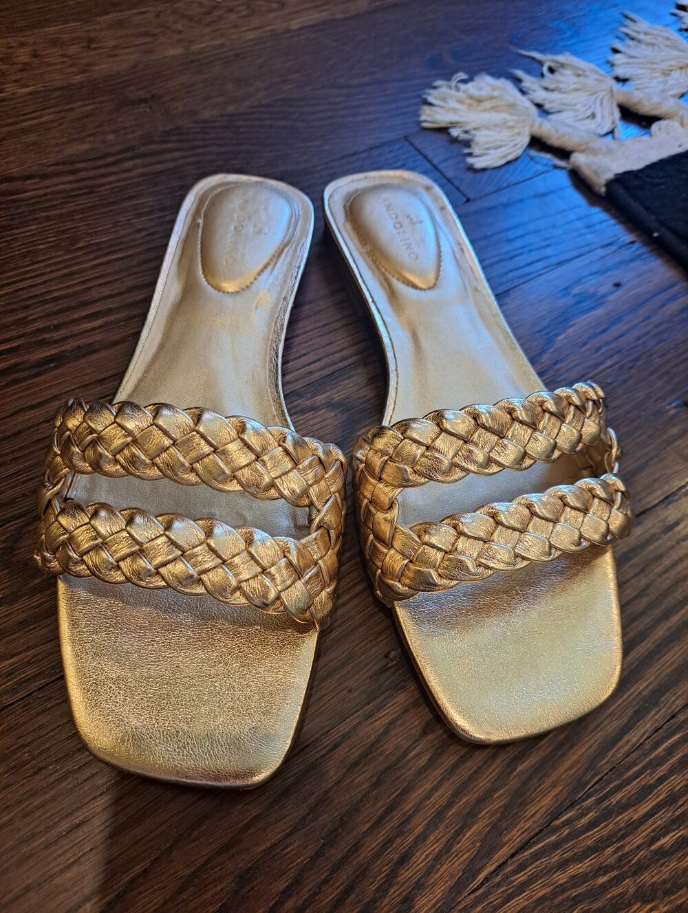 Bandolino Metallic Gold Braided Slip-On Sandals